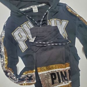 PINK Victorias Secret Rare Bling Set Hoodie with Cuffed Joggers